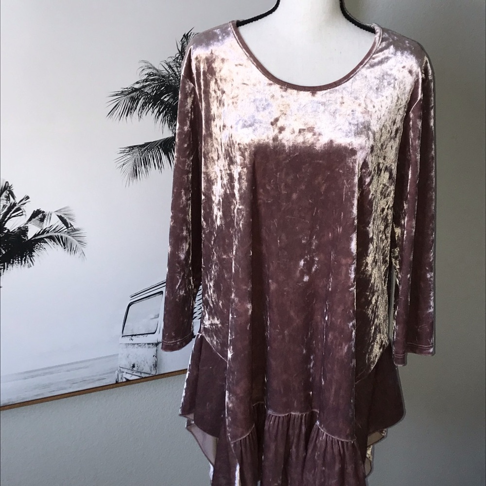 Women’s XL Dress/blouse mauve crushed velvet